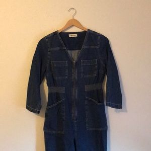 Madewell Denim Patch Pocket Coverall Jumpsuit in Amfield Wash